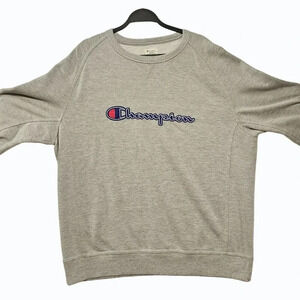 Vtg Champion Authentic Athletic Apparel Gray Embroidered Front Logo Sweatshirt